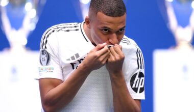 Photos from Kylian Mbappe's presentation.