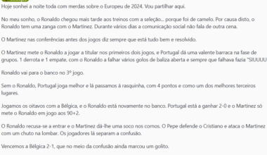 Só para dizer que o sonho que tive há 2 meses atrás não esteve assim tão longe da realidade e até acertei a forma como seriamos eliminados!