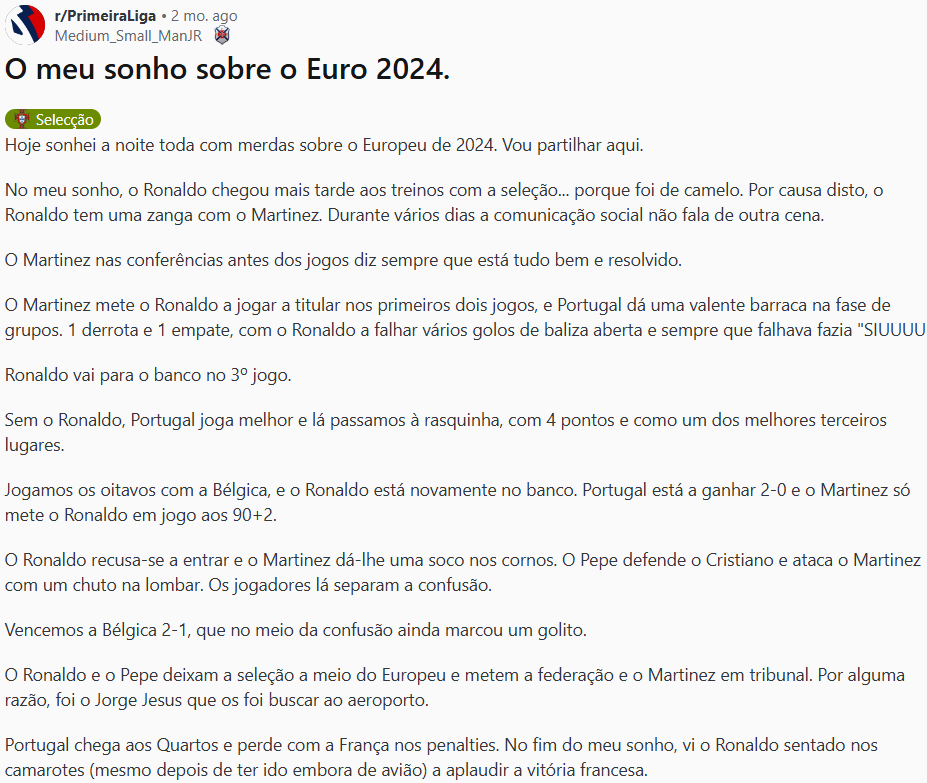 Só para dizer que o sonho que tive há 2 meses atrás não esteve assim tão longe da realidade e até acertei a forma como seriamos eliminados!