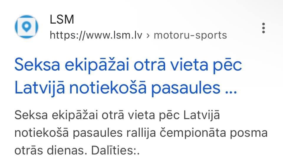 Seksa ekipāža otrā vietā.