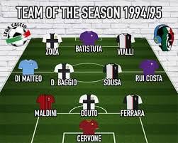 Equipa da época Serie A 94/95 com 3 portugueses