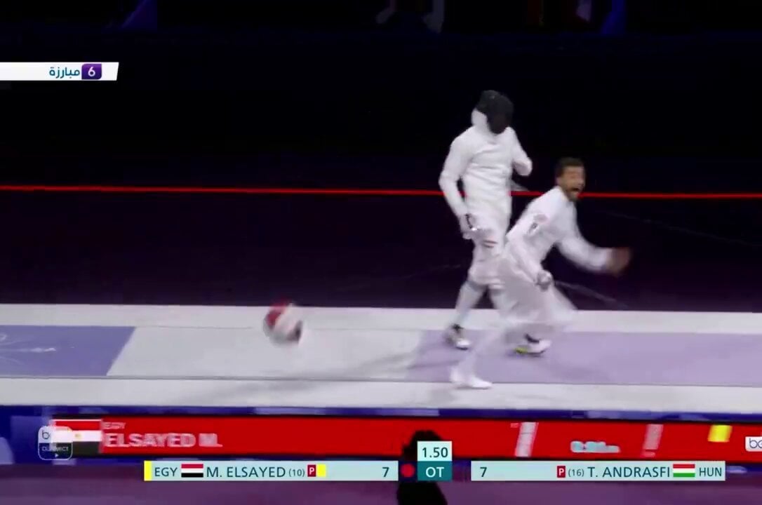 Fencer Mohamed El-Sayed does CR7 celebration after winning Bronze in Paris