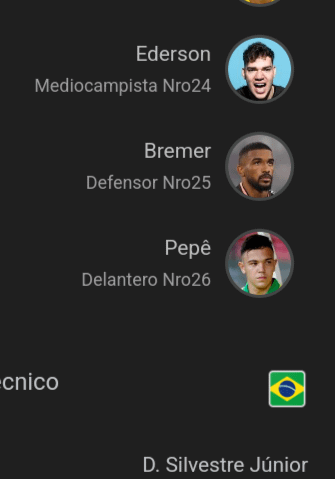 lol, for some reason Ederson appears as a "Midfielder" in the bench for Brasil on Google "Midfielder N°24"