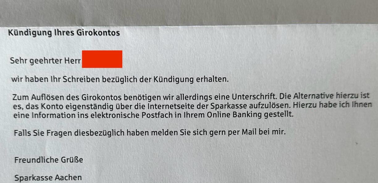 Closing Sparkasse account