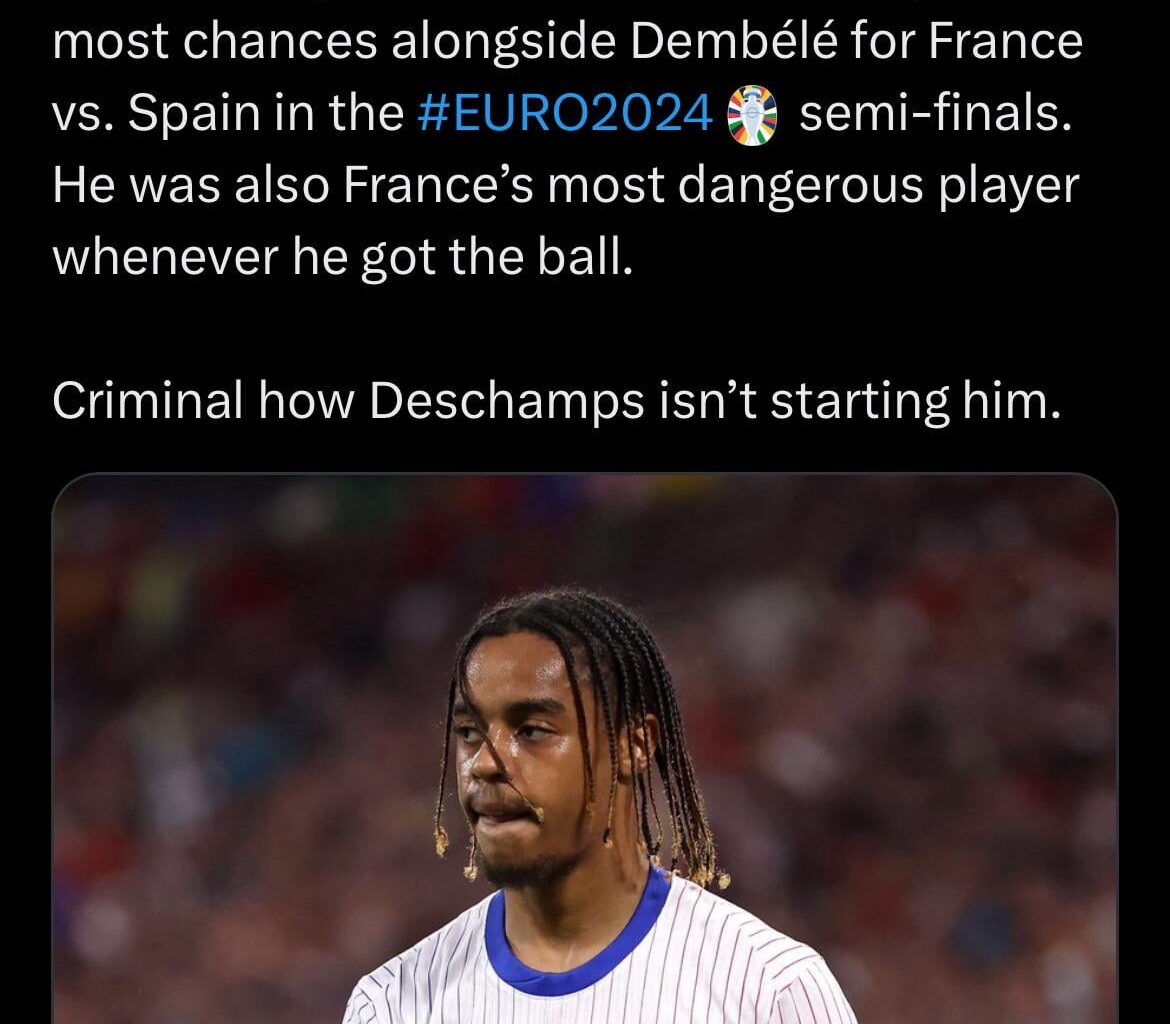 Deschamps really preferred Thuram and Kolo Muani over him. 🤦‍♂️