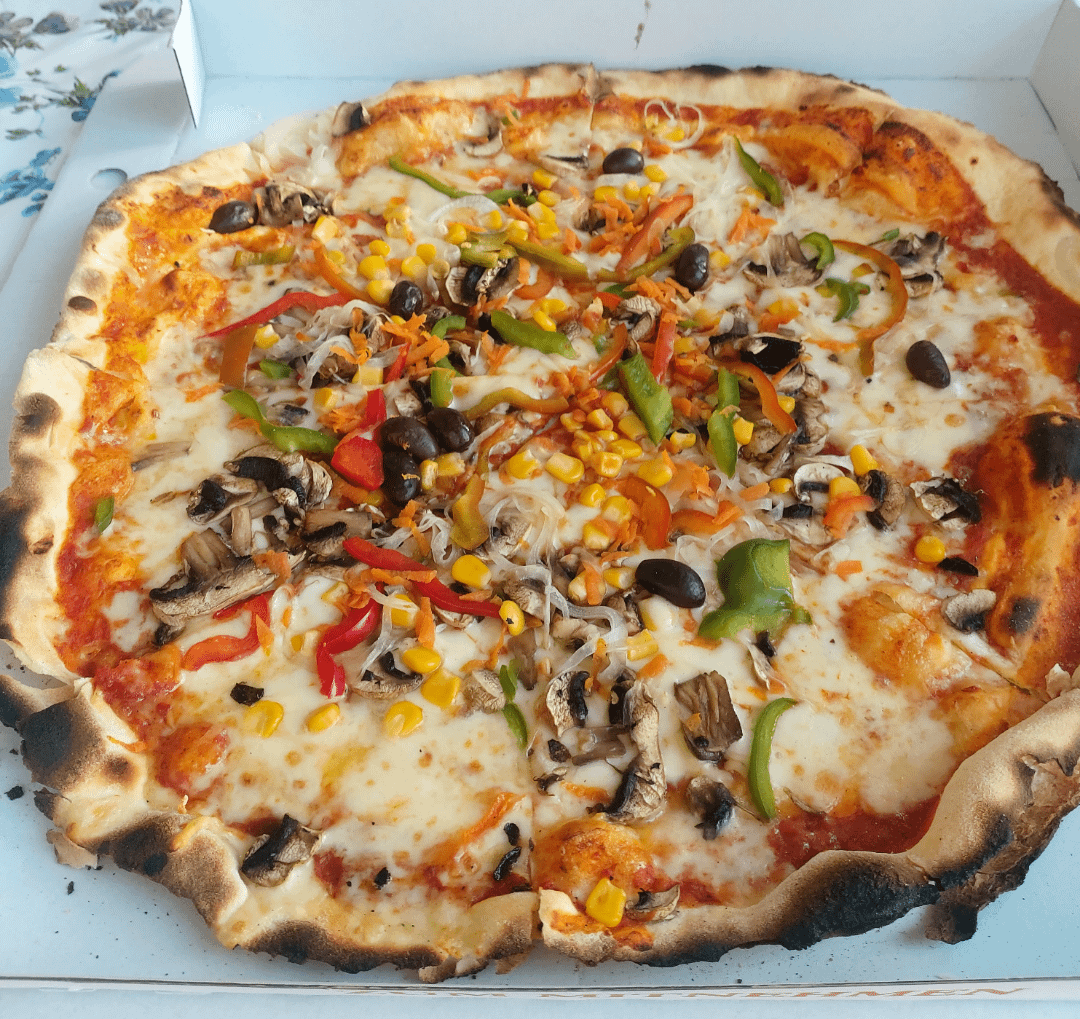 This is the best pizza in the world. It's giant but super thin, so usually a single serving.