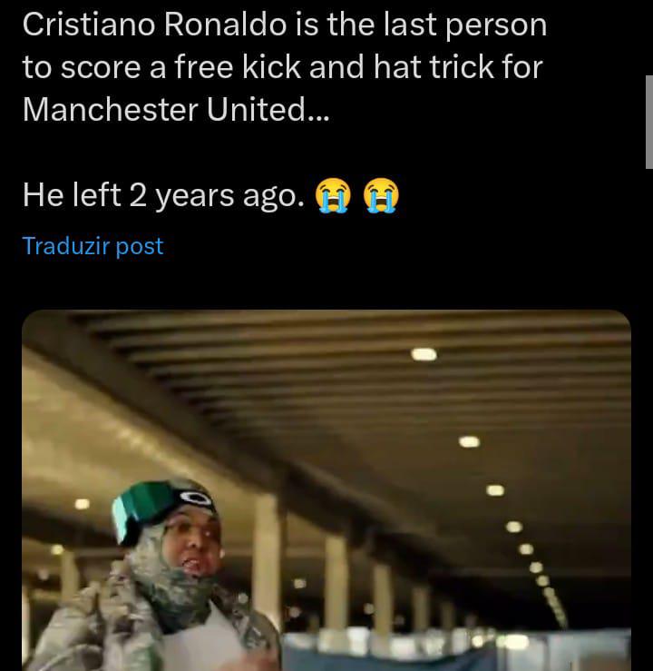 Cristiano Ronaldo é o último jogador do Manchester United a marcar um golo de livre. A 16 de Abril de 2022