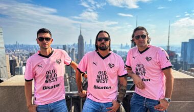 Palermo launched their new kit in NYC featuring Javier Pastore, Amauri and Luca Toni