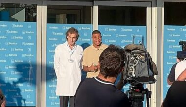 Mbappe at the Sanitas ready for Medicals