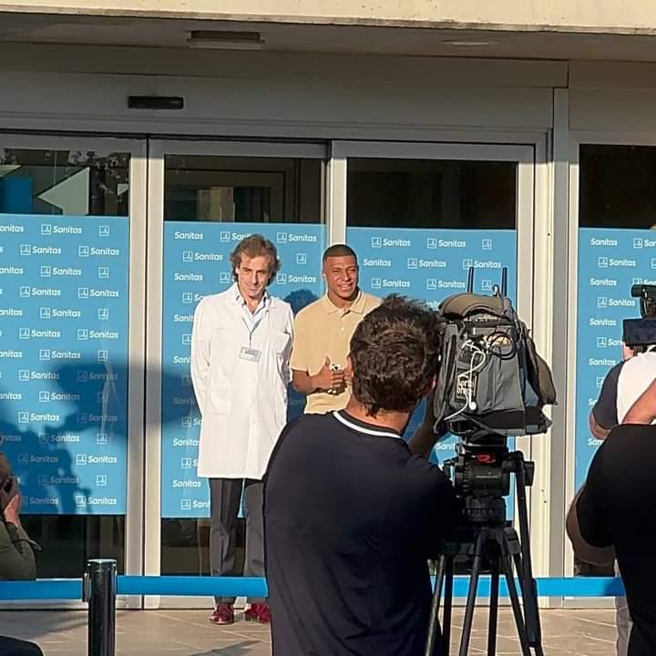 Mbappe at the Sanitas ready for Medicals