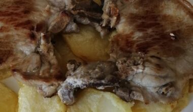 Pork chops and fried potatoes for lunch