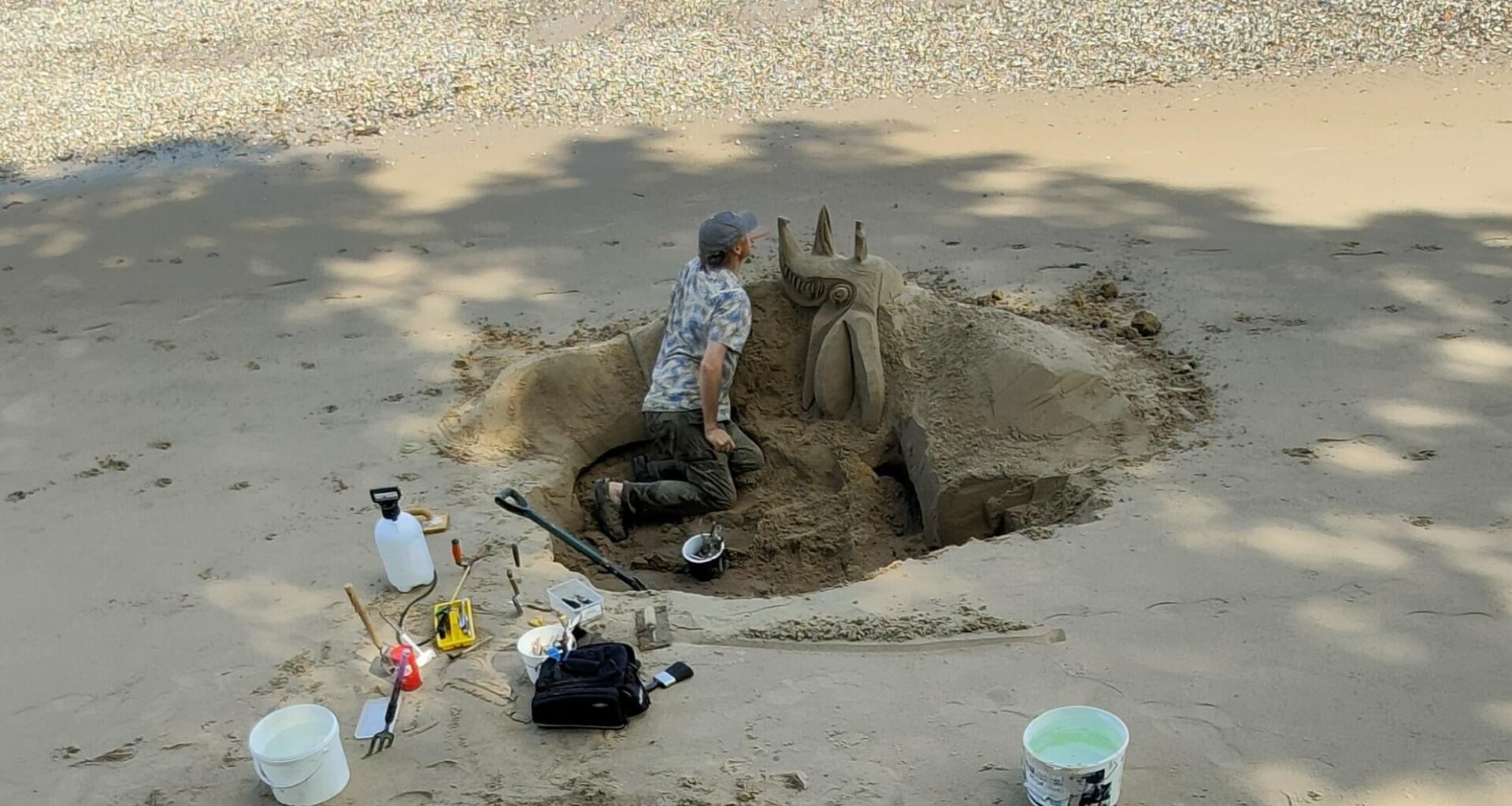 Someone building a sand sculpture down at Gabriel's Wharf on the Southbank. Can you guess what it is yet?