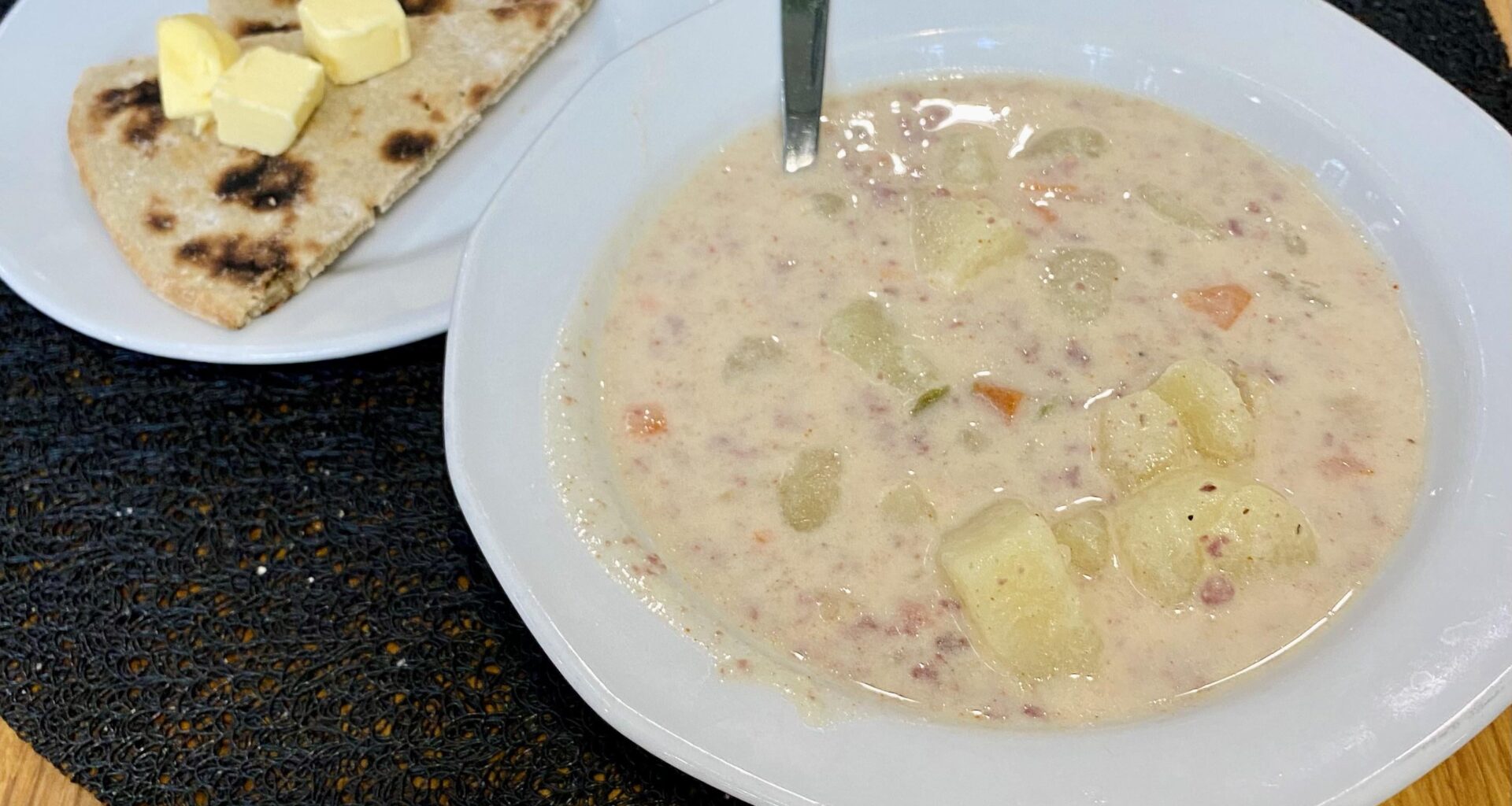 Reindeer soup in a Finnish cafe