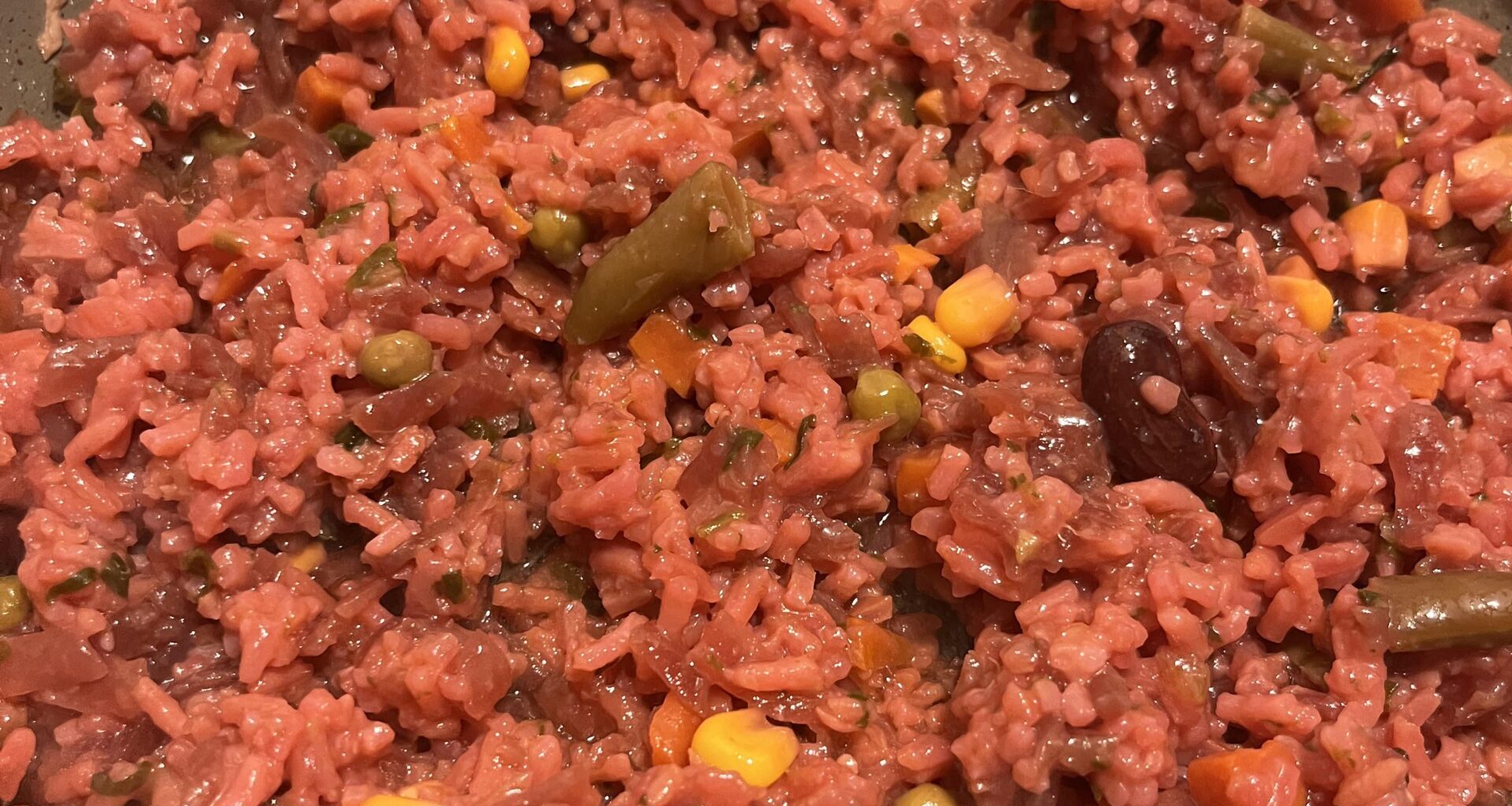wanted beet soup yesterday. also wanted some heaviness to it so added rice. ended up with beet rice. reheating it rn