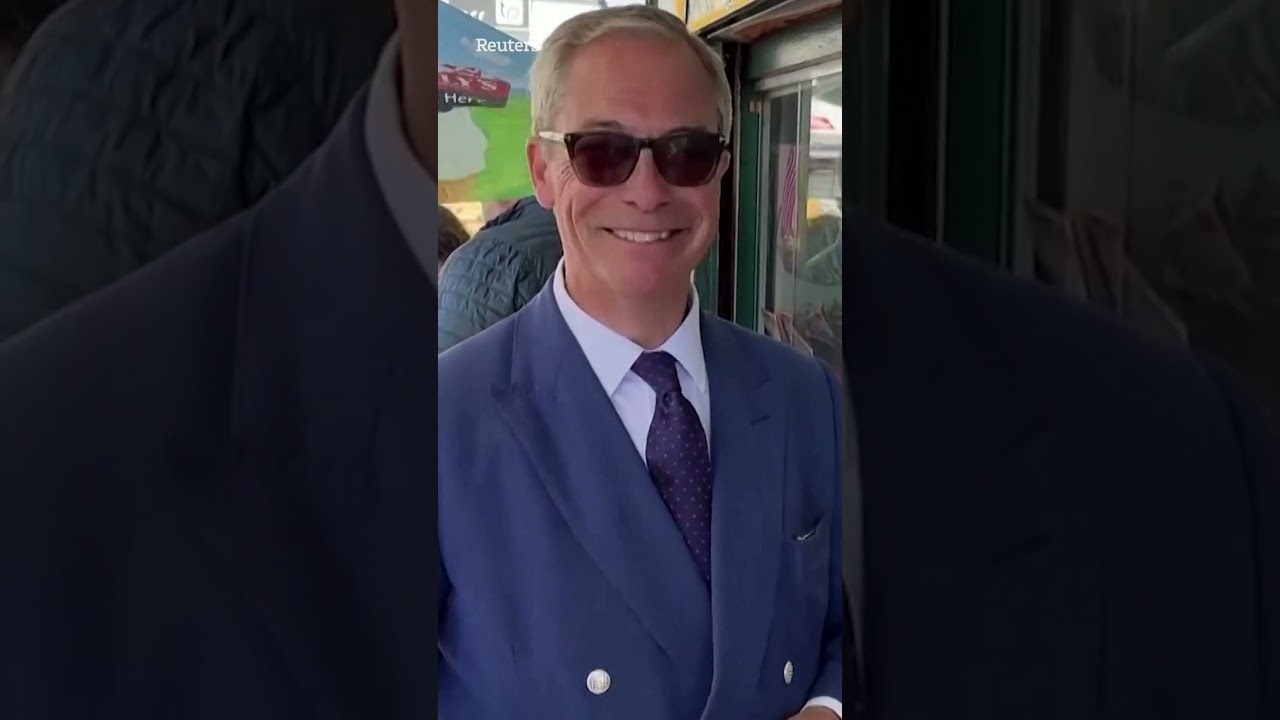 Nigel Farage spotted eating an ice cream on the day Brits are set to vote #election2024  #thesun