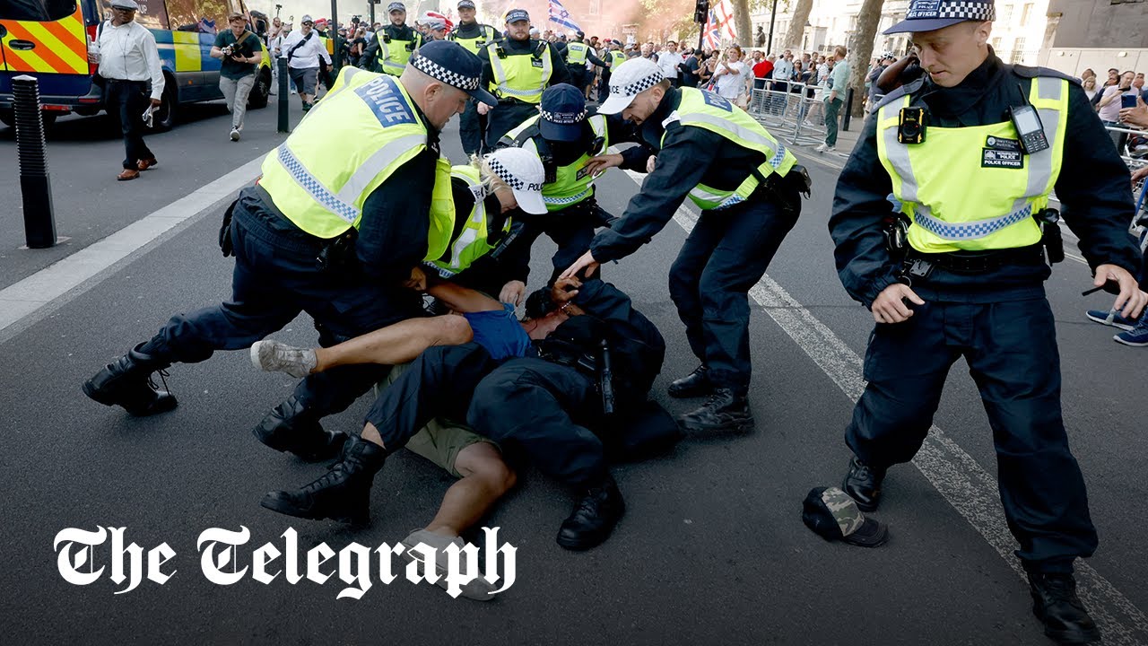In full: Protesters march in London following incident in Southport