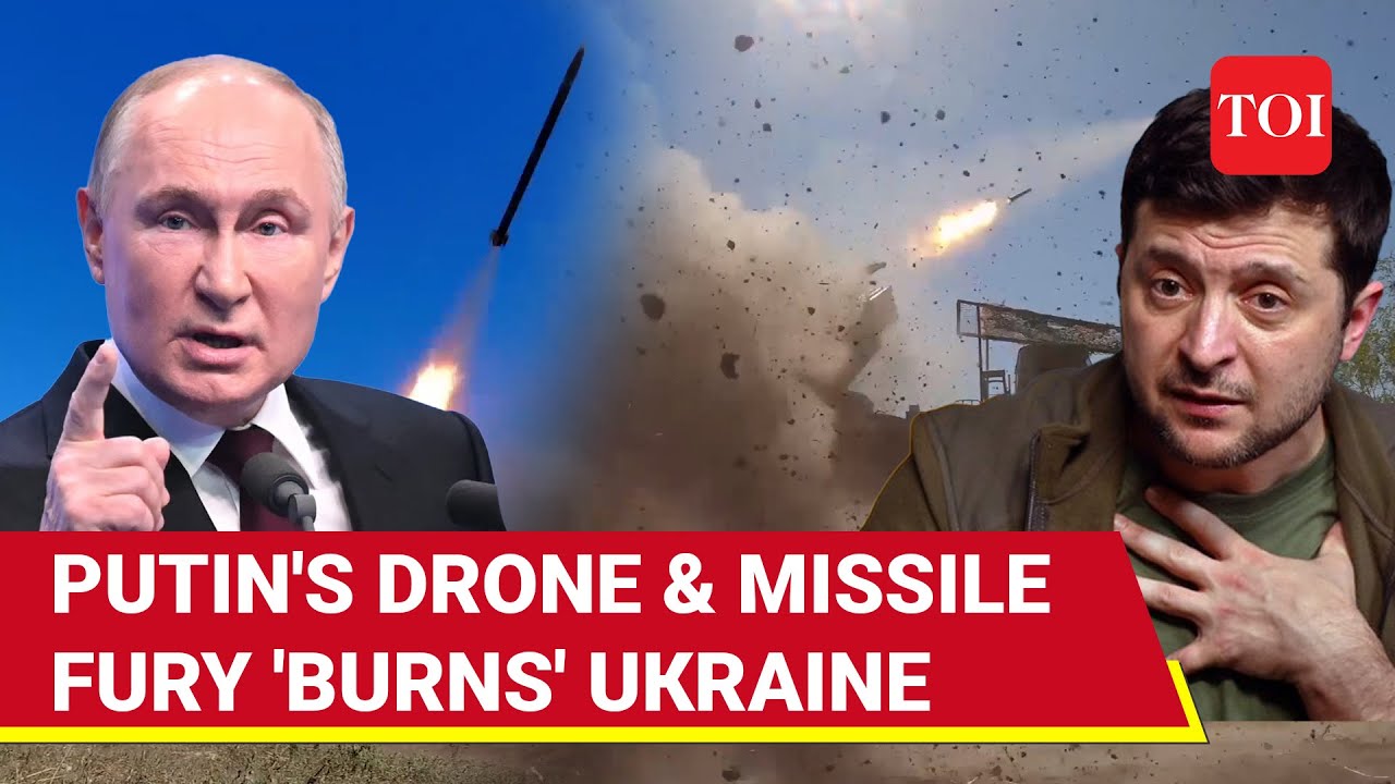Russia's 2nd Large Drone & Missile Barrage Hits Ukraine; Moscow's Airfield, Oil Depots 'Burn'