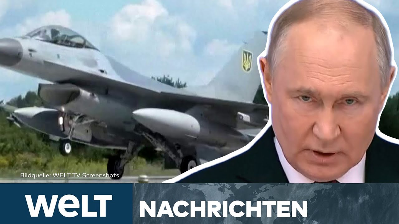UKRAINE-KRIEG: Selenskyj präsentiert F16-Kampfjets – Wird Putin Drohung wahr machen? | WELT STREAM