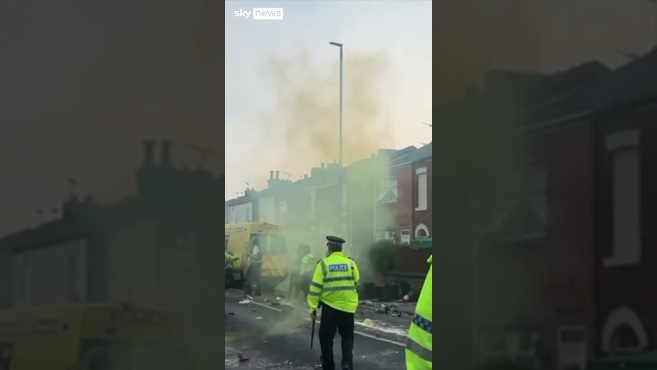 Riot van set alight as violence erupts in Southport
