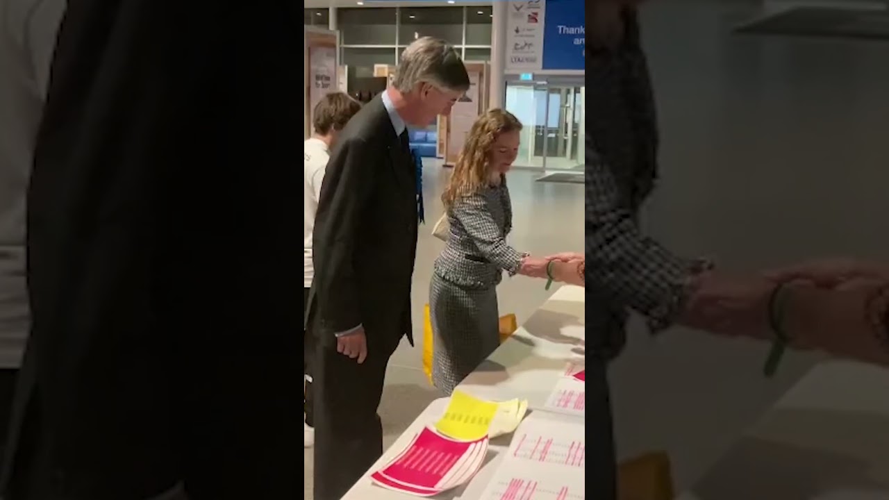 A chipper Jacob Rees-Mogg has arrived at his count  - and he's even brought his own sandwiches!