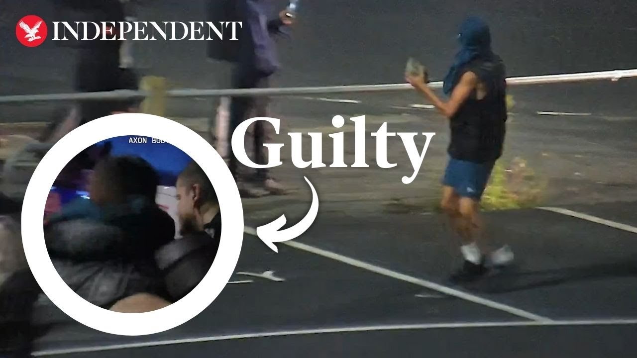 Teenager celebrates as he throws bricks at police during riots