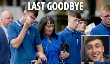 Jay Slater's heartbroken family wipe away tears as hundreds attend funeral of ‘forever young’ teen