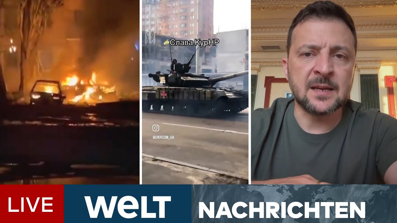 PUTINS KRIEG: Selenskyj bestätigt Angriff auf Kursk - Massive Truppenverlegung der Russen |WELT LIVE