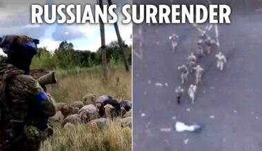 Watch humiliating moment Putin's troops drop to their knees as they surrender to Ukraine