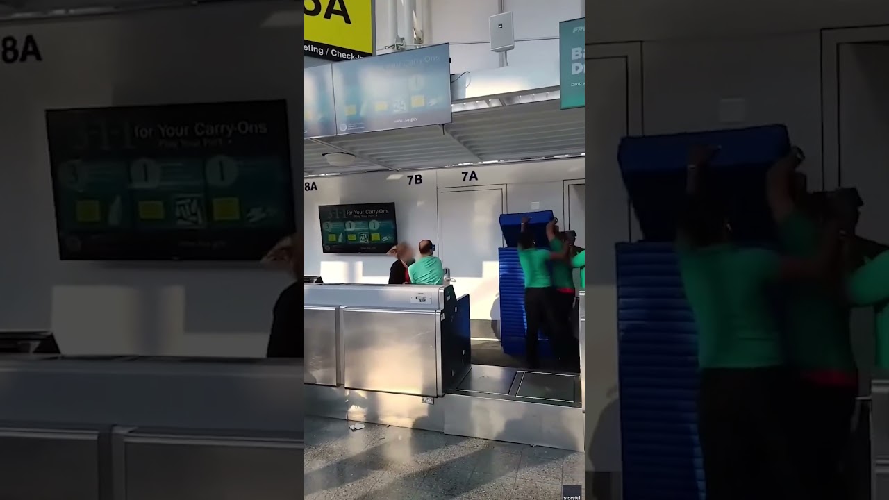 Angry passenger throws computer monitor at airline staff after missing flight