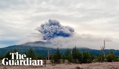 Russian volcano erupts sending huge plumes of ash into the air