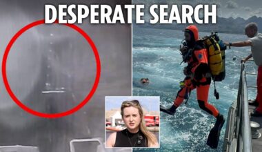 CCTV shows doomed yacht engulfed by storm as rescuers fear missing Brits still trapped in cabins