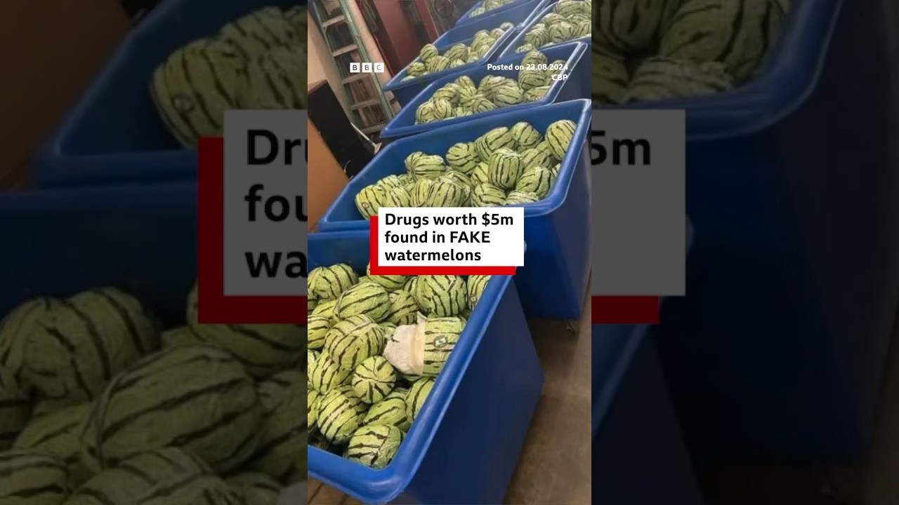 $5m of meth inside fake watermelons at US-Mexico border. #US #Mexico #BBCNews