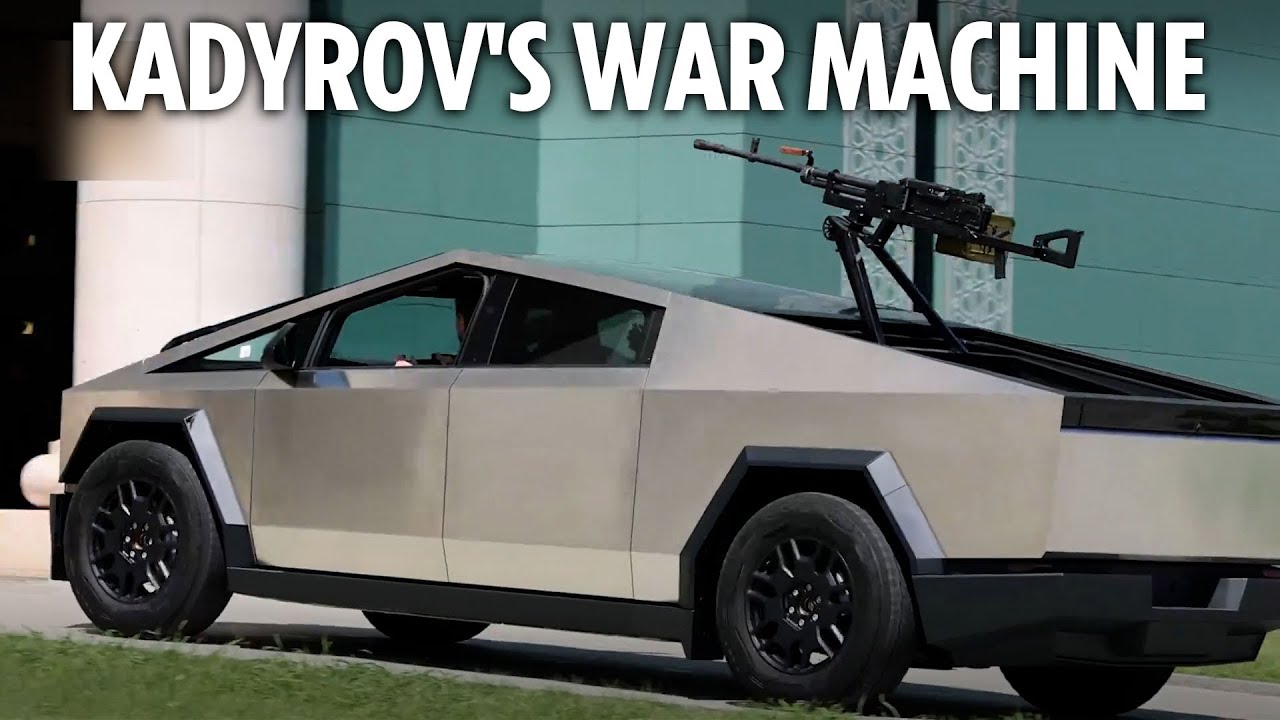 Putin ally plays with a machine gun mounted Cybertruck as Ukraine continues Russian assault
