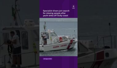 Specialist divers join searchfor missing people after yacht sinks off Sicily coast