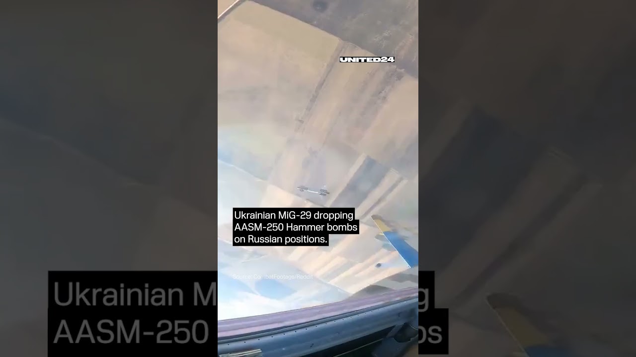 Ukrainian MiG-29 dropping AASM-250 Hammer bombs on Russian positions #warinukraine #russia #shorts