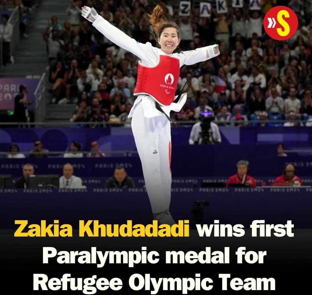 First ever Paralympic medal won for the refugee team by 25 year old Khudadadi from Afghanistan in woman’s 44-47kg Taekwondo 🥉