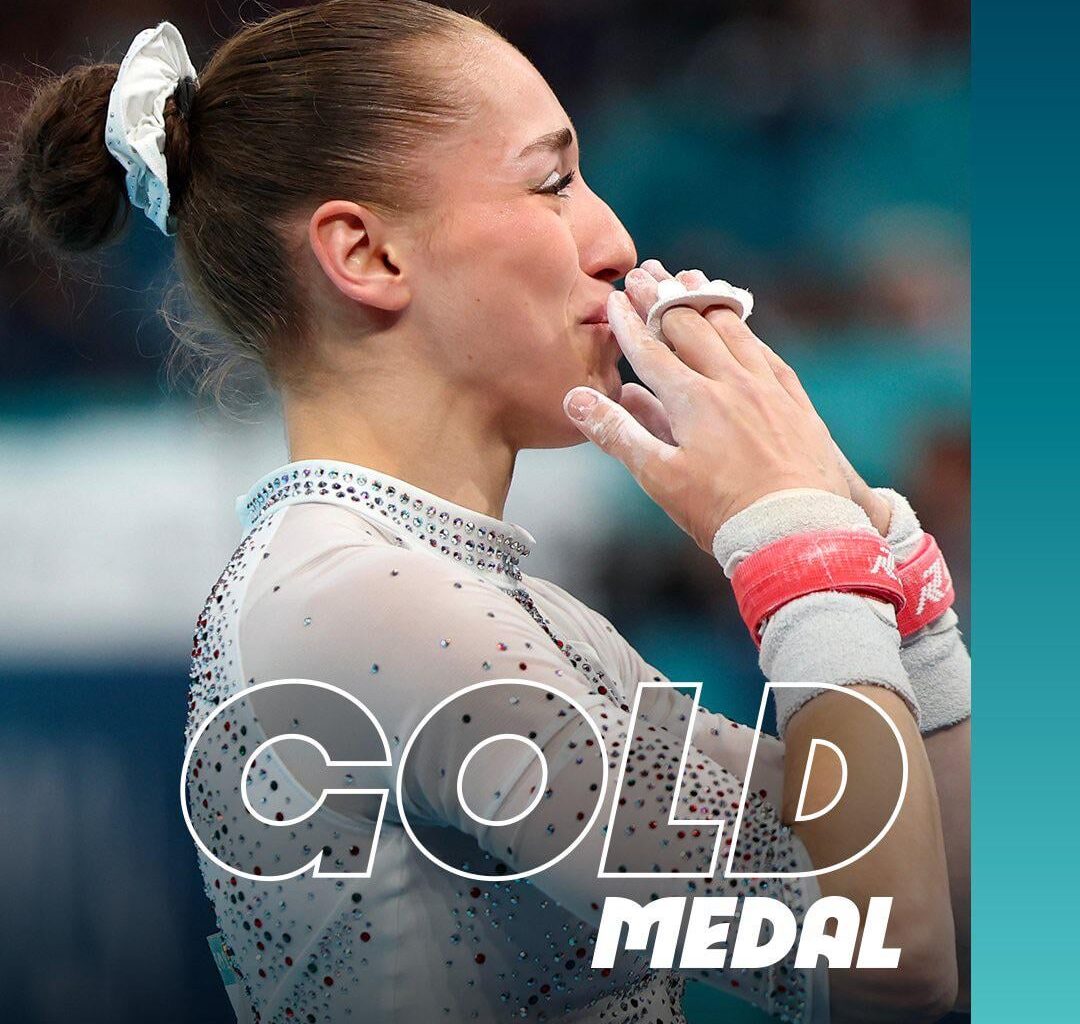 Kaylia Nemour wins the gold in the Womens uneven bar