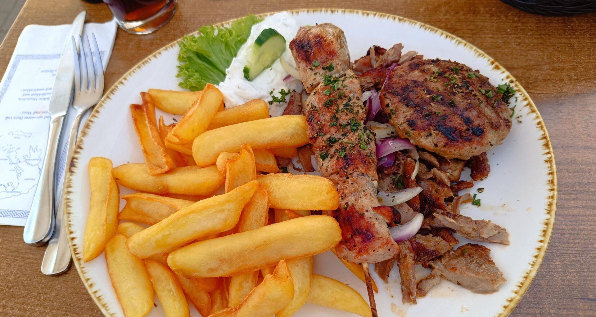 "Elena" Plate at the Greek restaurant here on the outskirts of Hamburg, Germany.
