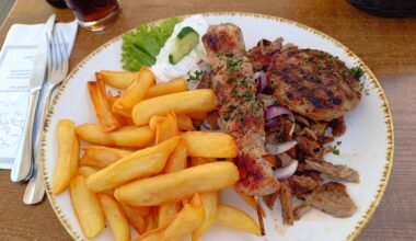"Elena" Plate at the Greek restaurant here on the outskirts of Hamburg, Germany.