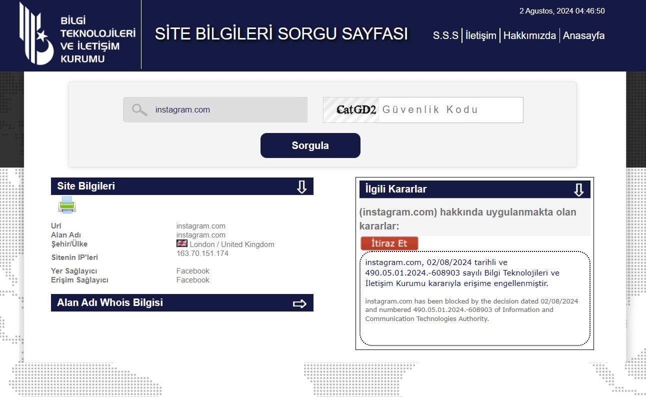 turkey banned instagram today
