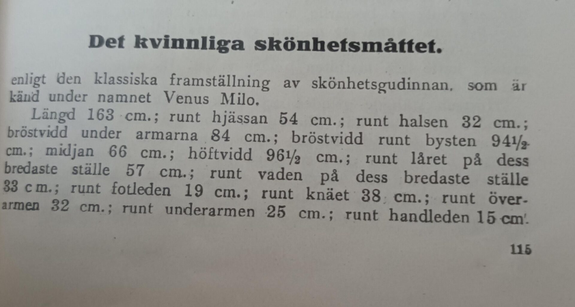Här har ni det kvinnliga skönhetsidealet, ur en faktakalender från 1920.
