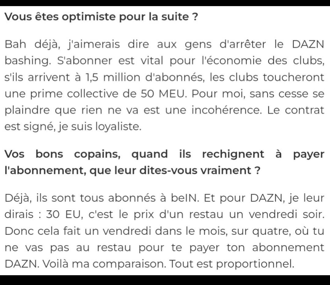 Interview lunaire de Laurent Nicollin sur les tarifs de DAZN