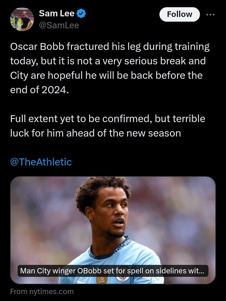Sam lee on Bobb's injury