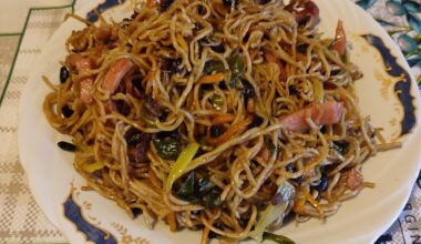 Chow mein and smashed cucumber salad
