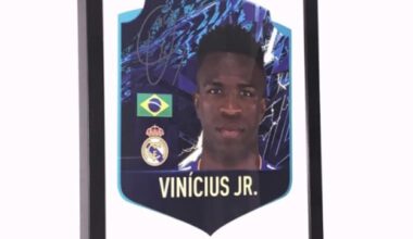 My signed Vini Jr FUT Card I received from Real Madrid two seasons ago!