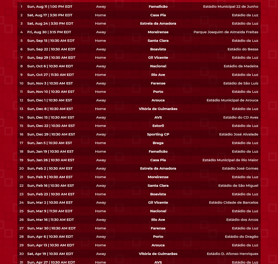 Customize and download the Primeira Liga 2024/25 schedule poster - soccer-fixtures.com