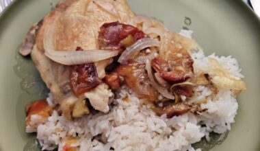 Random dinner of chicken baked with plums from my neighbor's tree...