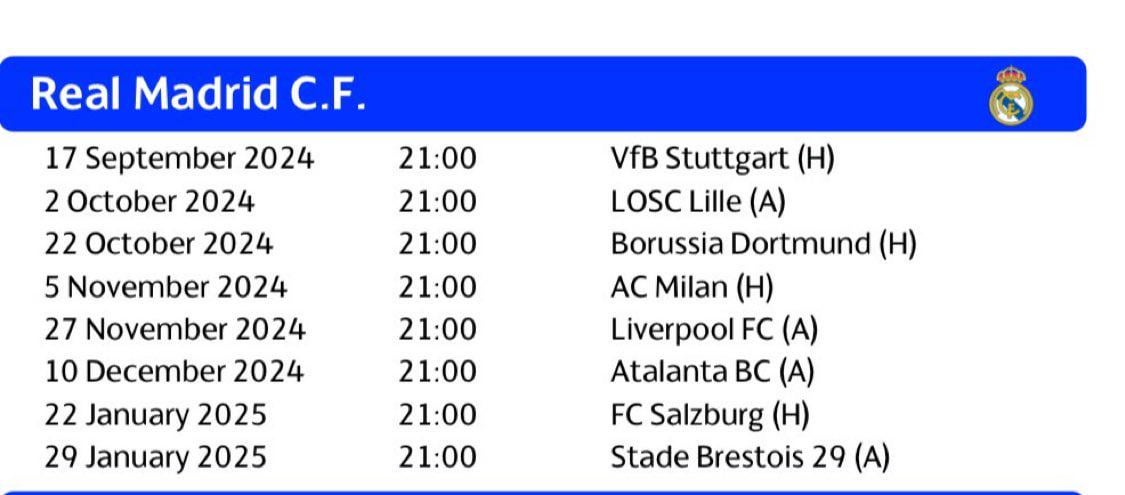 Our CL Schedule and dates