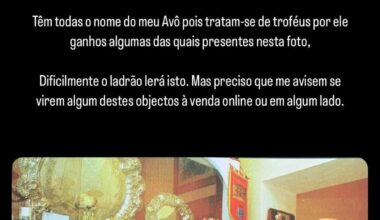 Pedido da Mafalda Monteiro de espólio roubado do Jesus Correia, um dos Cinco Violinos.