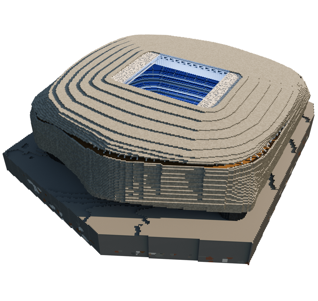 Estadio Santiago Bernabéu built 1:1 scale in Minecraft